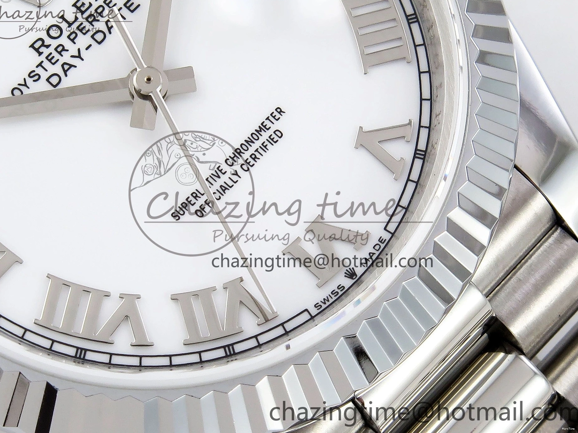 MiroTime 0108 DayDate 40 SS JDF 904L Steel White Roman Dial on President Bracelet VR3255 V3 (Gain Weight) Resilient 1424